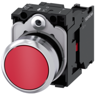 Pushbutton, 22 mm, round, metal, high gloss, red, button, 1 NC