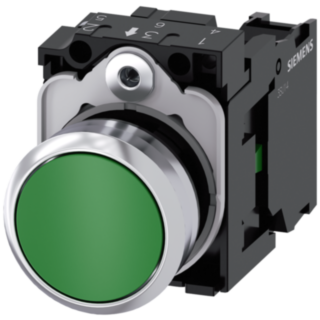 Pushbutton, 22 mm, round, metal, high gloss, green, button, 1 NO
