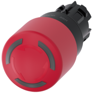 Emergency stop mushroom pushbutton, illuminated, 22 mm, round, plastic, red, 30 mm