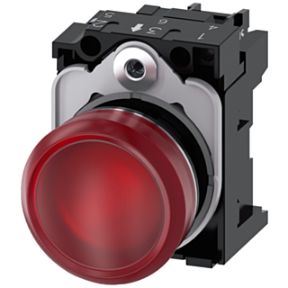 Indicator light, 22 mm, round, metal, high gloss, red, lens, smooth, 24 V AC/DC