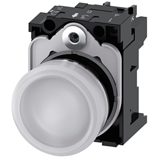 Indicator light, 22 mm, round, metal, high gloss, white, lens, smooth, 24 V AC/DC