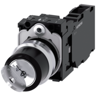 Key-operated switch RONIS, 22 mm, round, metal, high gloss, key removal O+I