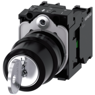 Key-operated switch RONIS, 22 mm, round, plastic, key removal I+O+II