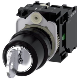 Key-operated switch RONIS, 22 mm, round, plastic, key removal I+O+II