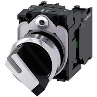 Toggle switch, illuminable, 22 mm, round, metal, high gloss, white, 1 NO+1 NC