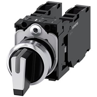 Toggle switch, illuminable, 22 mm, round, metal, high gloss, white, 2x1 NO+1 NC