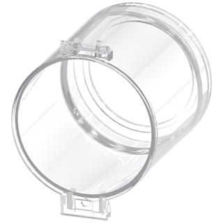 Sealable cap for pushbutton with extended stroke, clear