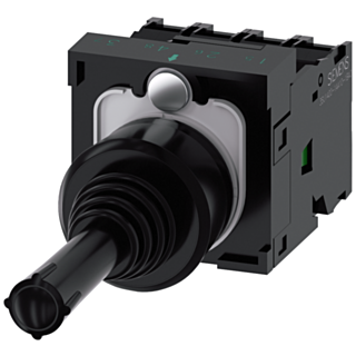 Coordinate switch, 22 mm, round, plastic, black, latching, 1 NO, 1 NO, 1 NO, 1 NO