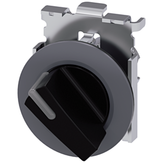 Toggle switch illuminable, 30 mm, round, metal, matt, black, knob short