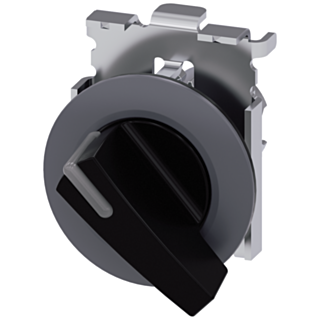 Toggle switch illuminable, 30 mm, round, metal, matt, black, knob long
