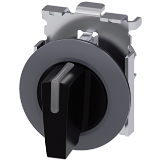 Toggle switch illuminable, 30 mm, round, metal, matt, black, knob short