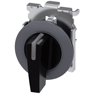 Toggle switch illuminable, 30 mm, round, metal, matt, black, knob long
