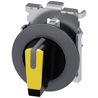 Toggle switch, illuminable, 30 mm, round, metal, matt, yellow, knob short