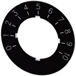Potentiometer label, black label, white font, 0-10