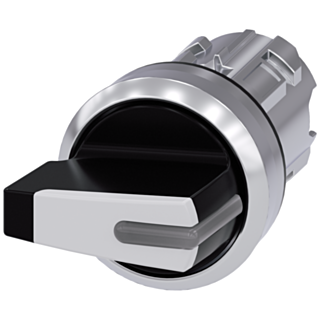 Toggle switch illuminable, 22 mm, round, metal, high gloss, white, knob short