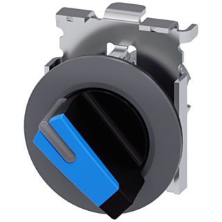 Selector switch, illuminable, 30 mm, round, metal, matt, blue