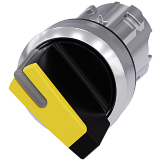 Toggle switch illuminable, 22 mm, round, metal, high gloss, yellow, knob short