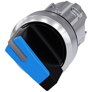 Toggle switch illuminable, 22 mm, round, metal, high gloss, blue, knob short