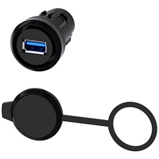USB connection, 22 mm, plastic, black