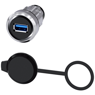 USB connection, 22 mm, metal high gloss, silver