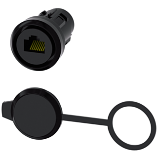 RJ45 connection, 22 mm, plastic, black