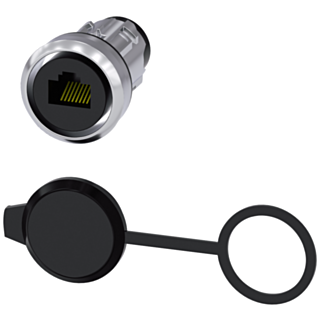 RJ45 connection, 22 mm, metal high gloss, silver