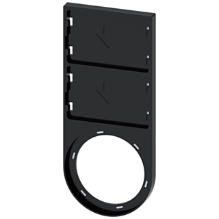 Label holder, flat, black, for 2 labelling plates 17.5x27 mm, for snapping on