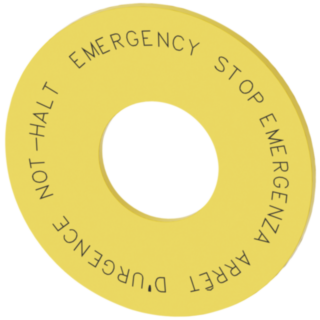 Backing plate for emergency stop, yellow, without inscription external diameter 60 mm