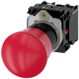 Emergency stop mushroom pushbutton, 22 mm, round, plastic, red, 1 NC, 1 NC