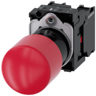 Emergency stop mushroom pushbutton, 22 mm, round, plastic, red, 1 NC, 1 NC