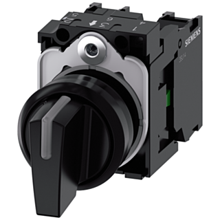 Toggle switch, illuminable, 22 mm, round, plastic, black, 1 NO, 1 NO
