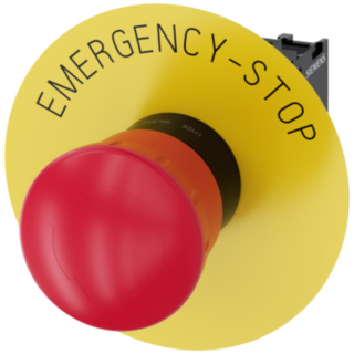 Emergency stop mushroom pushbutton, 22 mm, round, plastic, red, 1 NC, 1 NC