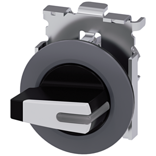 Selector switch, illuminable, 30 mm, round, metal, matt, white, selector switch short