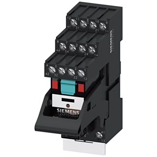 Plug-in relay complete unit 230 V AC, 4 change-over contacts LED module red base