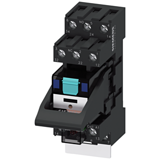 Plug-in relay complete unit 24 V DC, 3 change-over contacts LED module red standard plug-in base