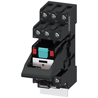 Plug-in relay complete unit 230 V AC, 3 change-over contacts LED module red standard plug-in base