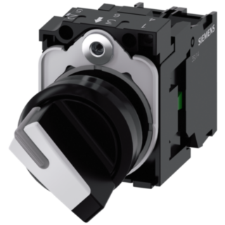 Selector switch, illuminable, 22 mm, round, plastic, white, green, 1 NO