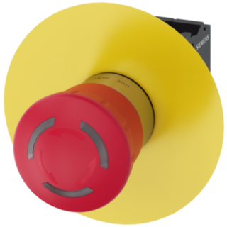 EMERGENCY STOP mushroom pushbutton, illuminable, 22 mm, round, metal, shiny, red, 40 mm, positive latching, according to DIN EN ISO 13850, rotate-t...
