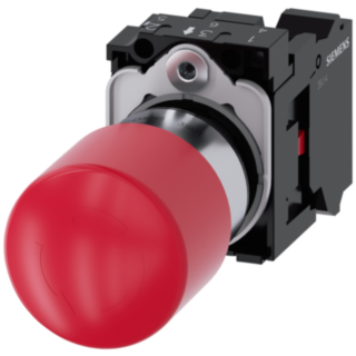 EMERGENCY STOP mushroom pushbutton, 22 mm, round, metal, shiny, red, 30 mm, positive latching, according to DIN EN ISO 13850, rotate-to-unlatch, wa...