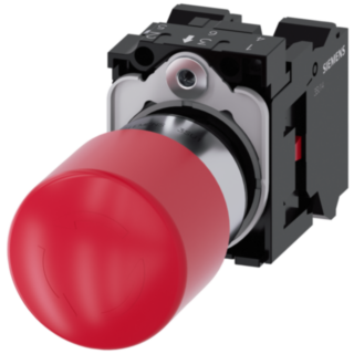 EMERGENCY STOP mushroom pushbutton, 22 mm, round, metal, shiny, red, 30 mm, positive latching, according to DIN EN ISO 13850, rotate-to-unlatch, wa...
