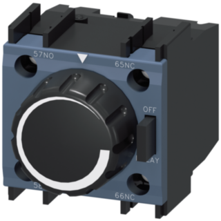 Pneumatic timing relay block, OFF-delay 10-180s, 1NO+1NC for motor contactors, S0