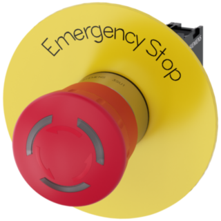 EMERGENCY STOP mushroom pushbutton, illuminable, 22 mm, round, metal, high gloss, red, LED