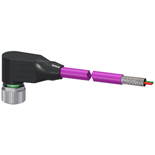 Bus cable, 3 m, for PROFIBUS, 2-core, shielded, 1x M12 angled, plug