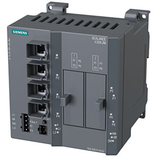 SCALANCE X308-2M, managed Layer 2 switch, 4x RJ45, 2x for media modules