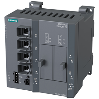 SCALANCE X308-2M TS, man. Layer 2 switch, 4xRJ45, 2x for media modules, railway