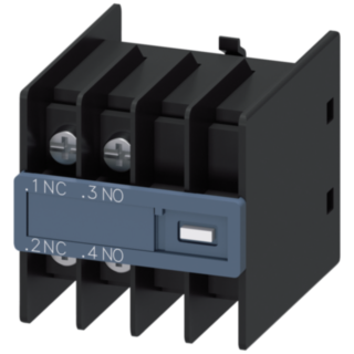 Auxiliary switch 1 NO+1 NC, current paths: 1 NC, 1 NO, 3RT2,.1/.2,.3/.4