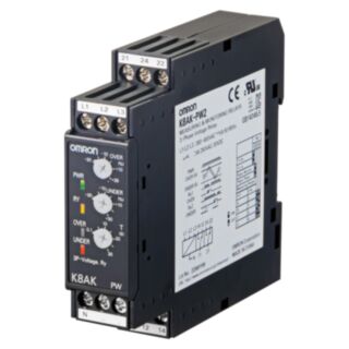 Trifase 220..480Vca, controllo max-min tensione fra 2 valori-funzione finestra, uscita 2 relè 5A 250 Vc.a.