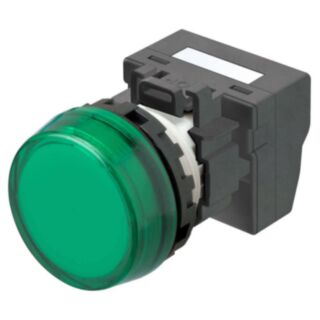 Indicador M22N enrasado rotulable, VERDE, LED VERDE 24VAC/DC Push-in+