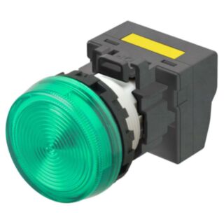 Pulsanti Ø16 mm. Indicatore M22N, piatto in plastica, verde, verde, 220/230/240 V CA, terminale Push-in