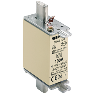 LV HRC fuse NH000 100A gG 500Vac/250Vdc